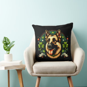 German Shepherd St Patrick's Day Shepherd Dog Gift Cushion