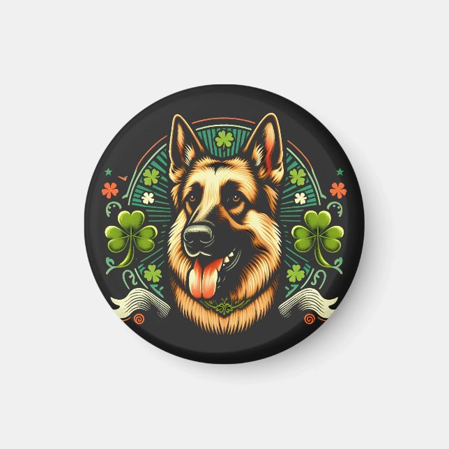 German Shepherd St Patrick's Day Shepherd Dog Gift Magnet (Front)