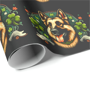 German Shepherd St Patrick's Day Shepherd Dog Gift Wrapping Paper