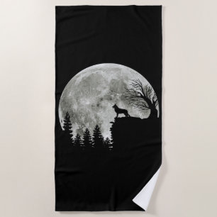 German Shepherd Standing On Mountain Halloween Beach Towel