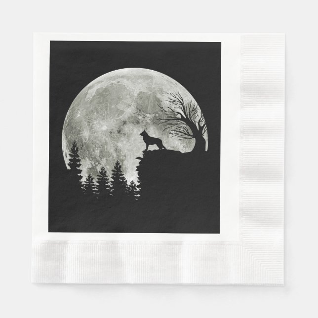  German Shepherd Standing On Mountain Halloween Napkin (Front)