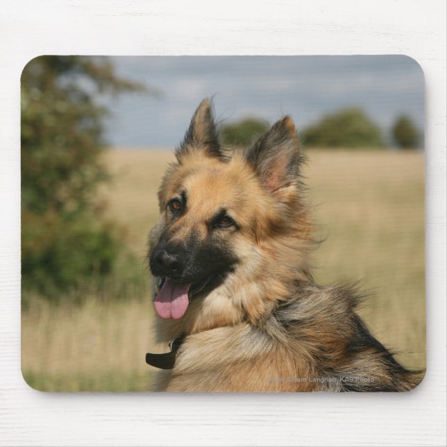 German Shepherd Sticking Tongue Out Mouse Mat (Front)