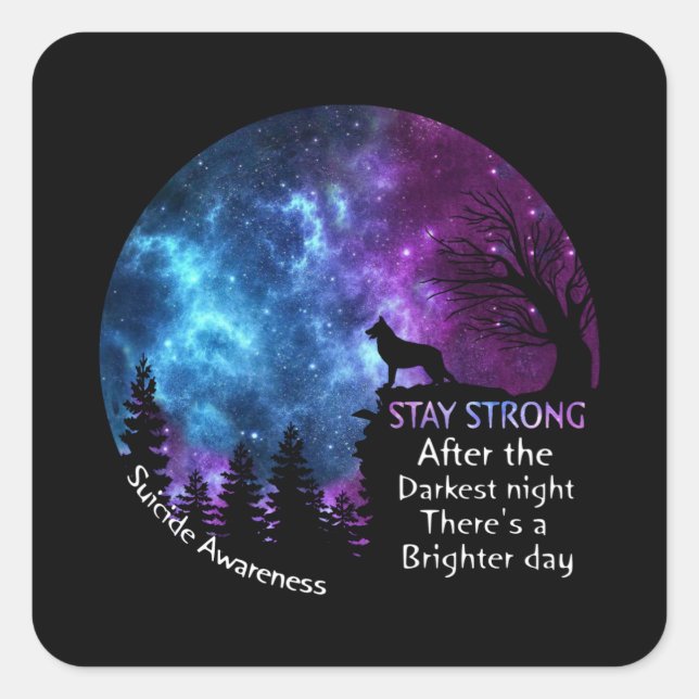 German Shepherd Suicide Awareness Stay Strong Gift Square Sticker (Front)