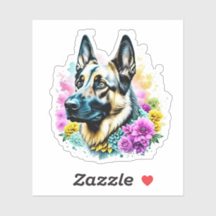 German Shepherd surrounded by Flowers