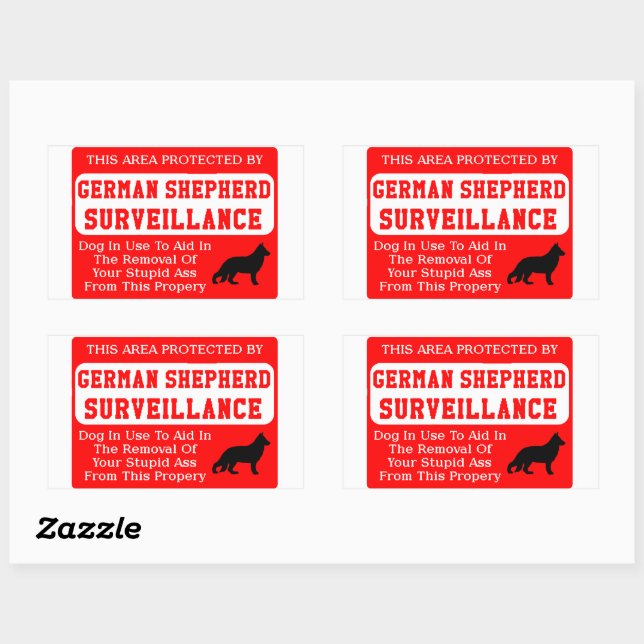 German Shepherd Surveillance Rectangular Sticker (Sheet)
