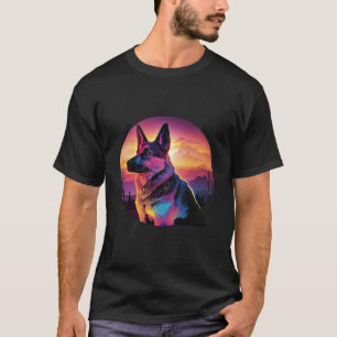 German Shepherd Synthwave 80s Retrowave Aesthetic T-Shirt