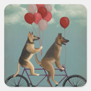 German Shepherd Tandem Square Sticker