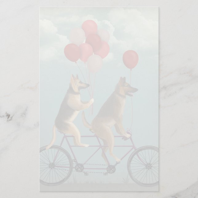German Shepherd Tandem Stationery (Front)