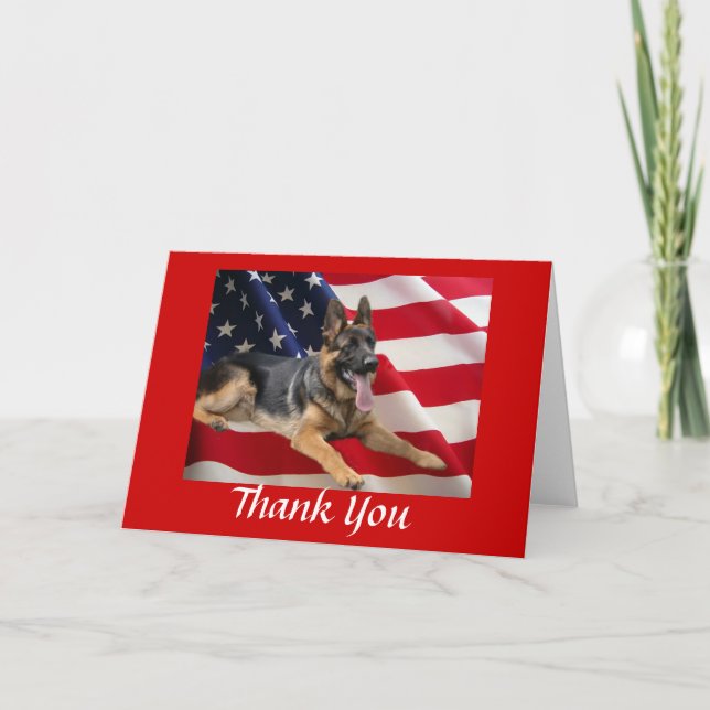 German Shepherd Thank You Card All American (Front)