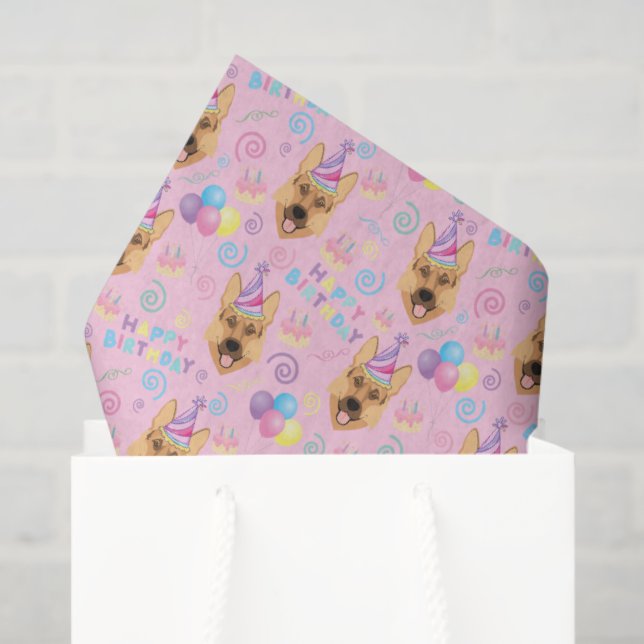German Shepherd Tissue Paper in Pink (Gift Bag)