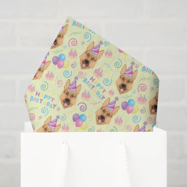 German Shepherd Tissue Paper in Yellow (Gift Bag)