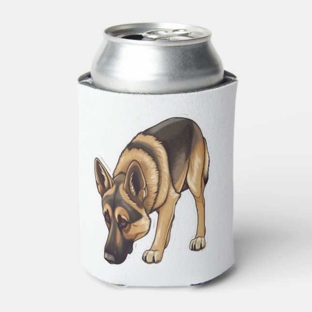 German Shepherd Tracking  Can Cooler (Can Front)