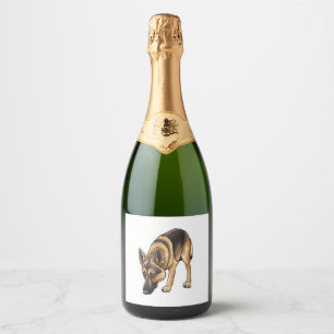 German Shepherd Tracking  Sparkling Wine Label