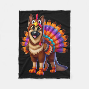 German Shepherd Turkey Funny Thanksgiving Animal D Fleece Blanket