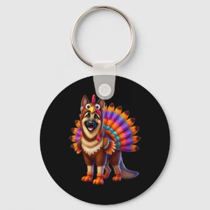 German Shepherd Turkey Funny Thanksgiving Animal D Key Ring