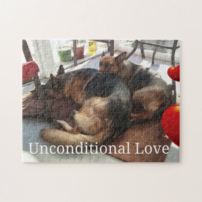 German Shepherd Unconditional Love Photo Puzzle (Horizontal)