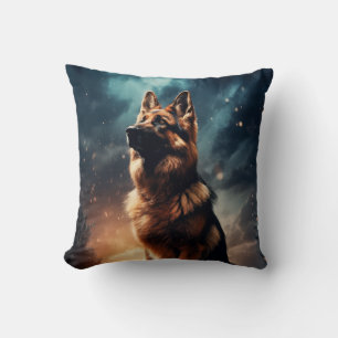 German Shepherd Under Stormy Sky Cushion