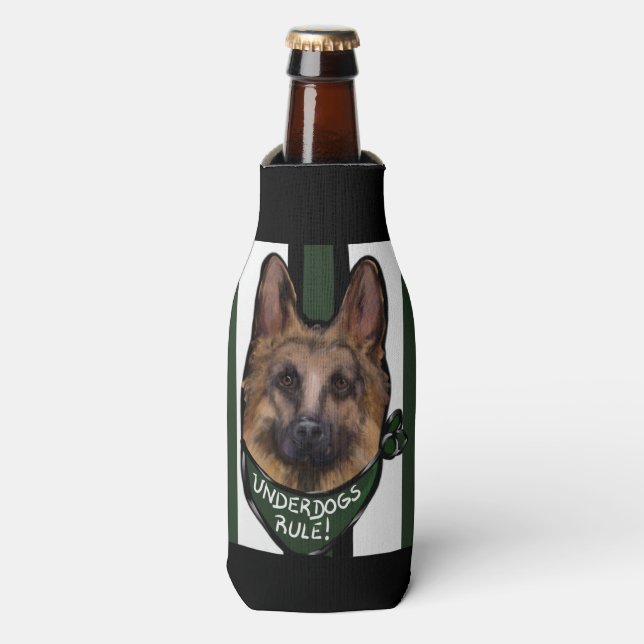 German Shepherd Underdog Bottle Cooler (Bottle Front)