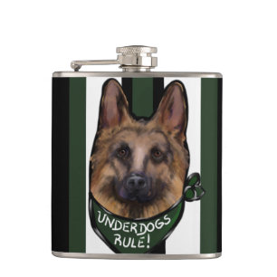 German Shepherd Underdog Hip Flask