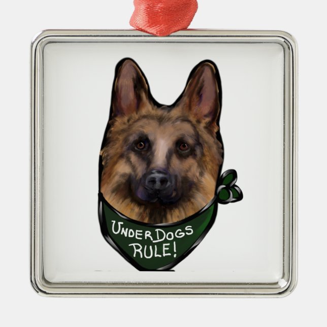 German Shepherd Underdog Metal Tree Decoration (Front)