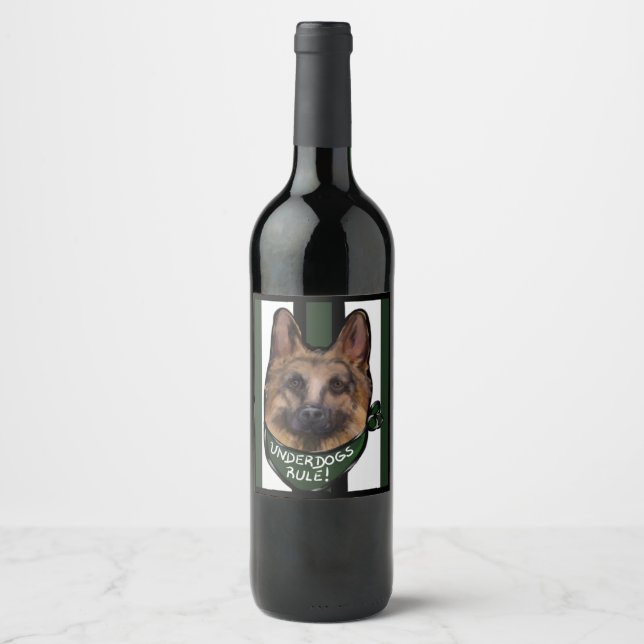 German Shepherd Underdog Wine Label (Front)