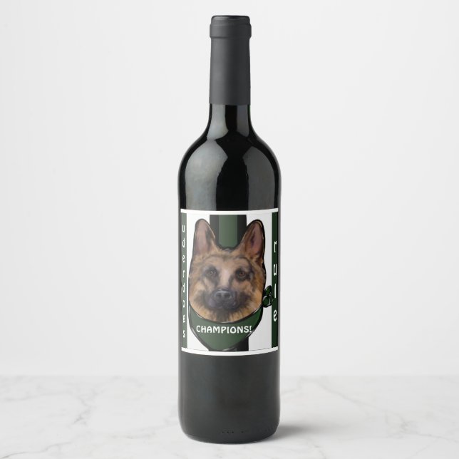 German Shepherd Underdog Wine Label (Front)