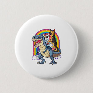 German Shepherd Unicorn Dinosaur T rex Funny Rainb 6 Cm Round Badge