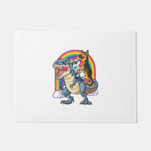 German Shepherd Unicorn Dinosaur T rex Funny Rainb Doormat