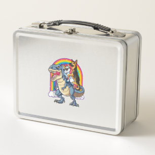 German Shepherd Unicorn Dinosaur T rex Funny Rainb Metal Lunch Box