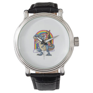 German Shepherd Unicorn Dinosaur T rex Funny Rainb Watch