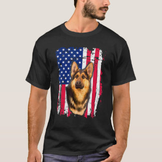 German Shepherd Us Flag 4th Of July T-Shirt