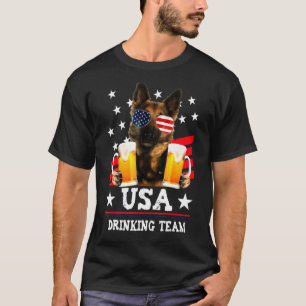 German Shepherd Usa Drinking Team Independence Day T-Shirt