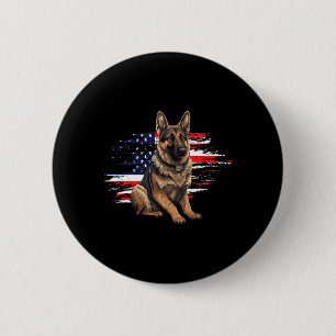 German Shepherd Usa Flag 4th Of July Dog Dad Fathe 6 Cm Round Badge