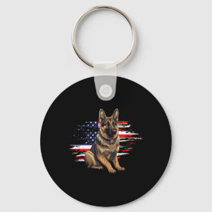 German Shepherd Usa Flag 4th Of July Dog Dad Fathe Key Ring
