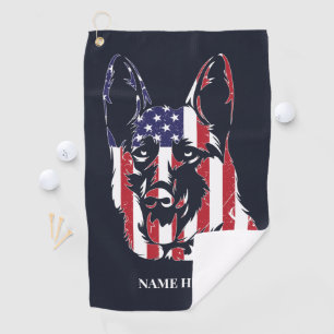 German Shepherd USA Flag Golf Towel
