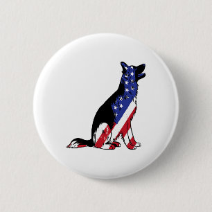 German Shepherd Usa Flag Patriotic Dog 6 Cm Round Badge