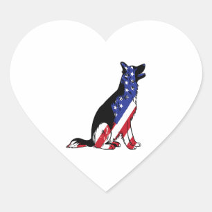 German Shepherd Usa Flag Patriotic Dog Heart Sticker
