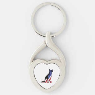German Shepherd Usa Flag Patriotic Dog  Key Ring
