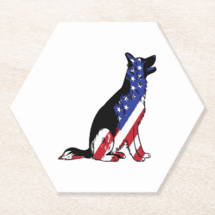 German Shepherd Usa Flag Patriotic Dog  Paper Coaster