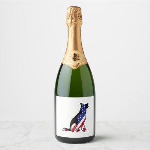 German Shepherd Usa Flag Patriotic Dog Sparkling Wine Label