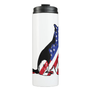 German Shepherd Usa Flag Patriotic Dog  Thermal Tumbler