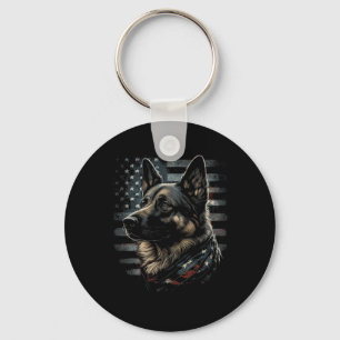 German Shepherd Usa Flag Patriotic Shepherd Key Ring