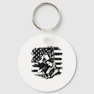 German Shepherd Usa Flag Sungles Patriotic 4th Of Key Ring
