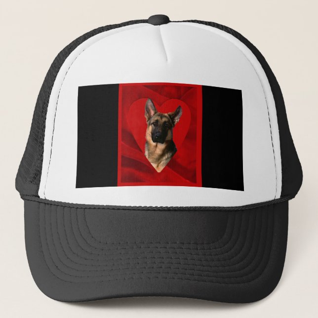 German Shepherd Valentine Trucker Hat (Front)