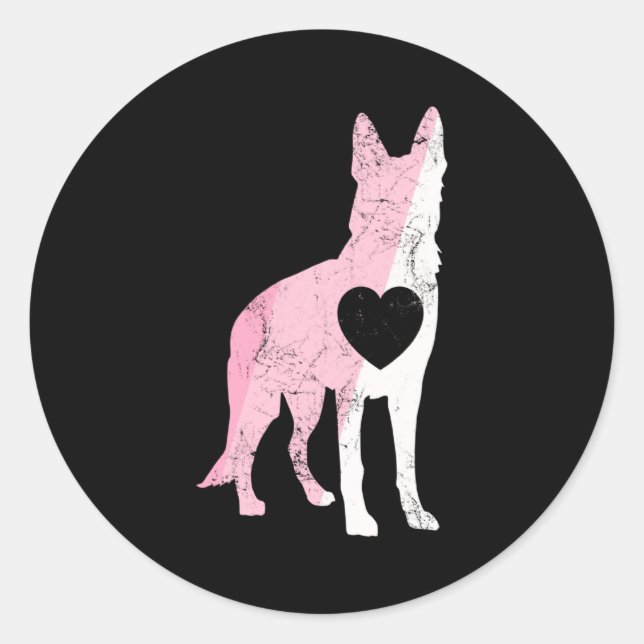 German Shepherd Valentines Day Cud Love Dog  Classic Round Sticker (Front)