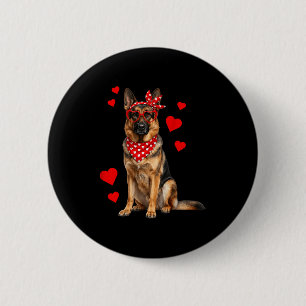 German Shepherd Valentines Day Dog Lover Heart 6 Cm Round Badge
