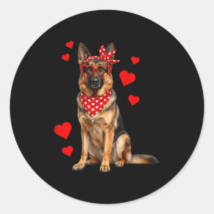 German Shepherd Valentines Day Dog Lover Heart  Classic Round Sticker