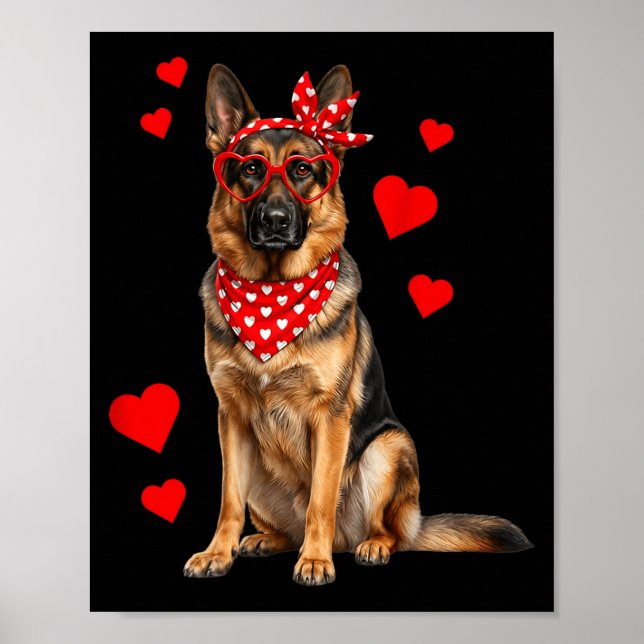 German Shepherd Valentines Day Dog Lover Heart  Poster (Front)
