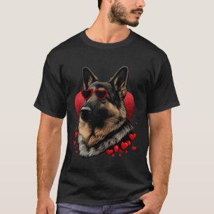 German Shepherd Valentines Day Dog Mom Dad Love V T-Shirt