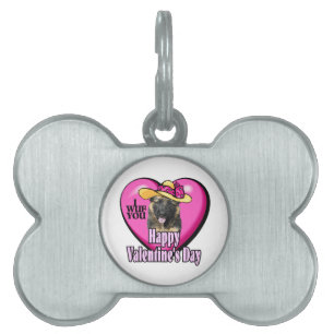 German Shepherd Valentines Day Pet ID Tag
